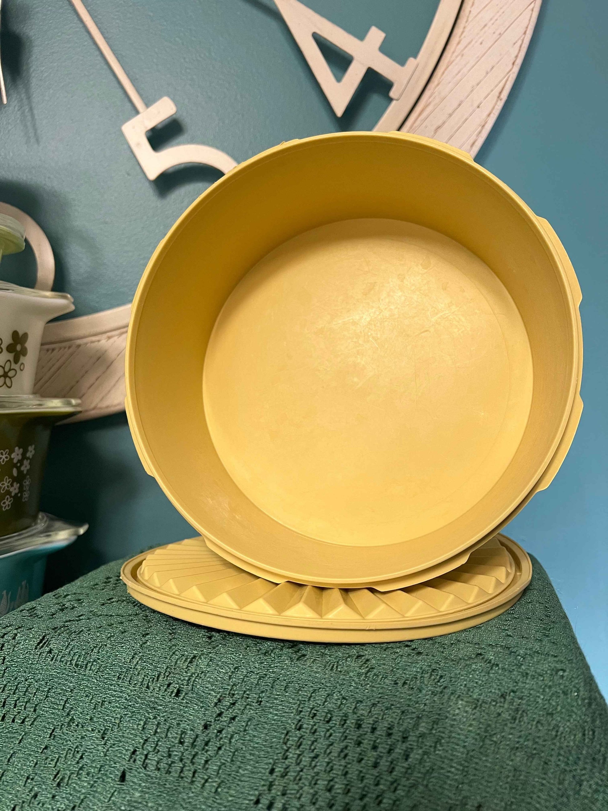 Vintage Yellow Tupperware Starburst Stackable Container | Nesting Plastic Storage