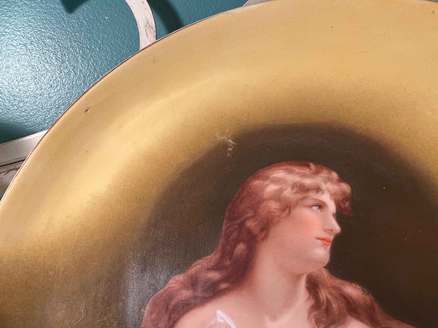 Antique Victoria Carlsbad Austria Plate | Classical Maiden Design | Gilt Porcelain