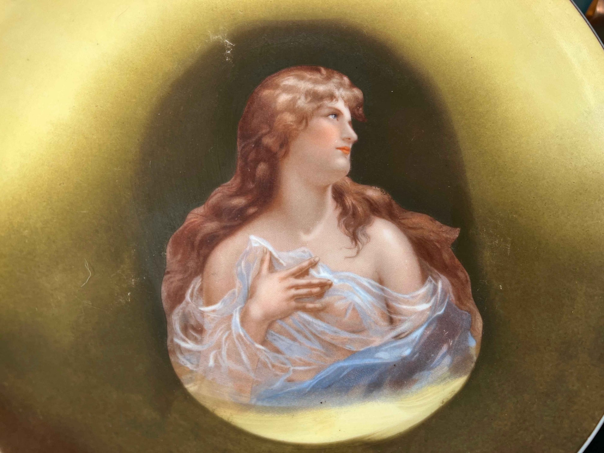 Antique Victoria Carlsbad Austria Plate | Classical Maiden Design | Gilt Porcelain