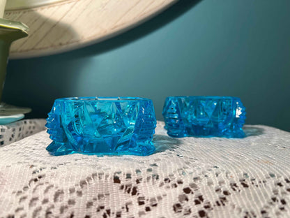 Oval Footed Blue Depression Glass