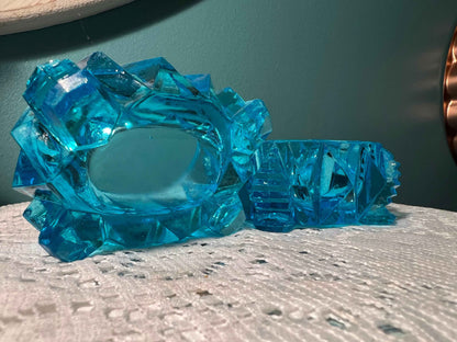 Oval Footed Blue Depression Glass