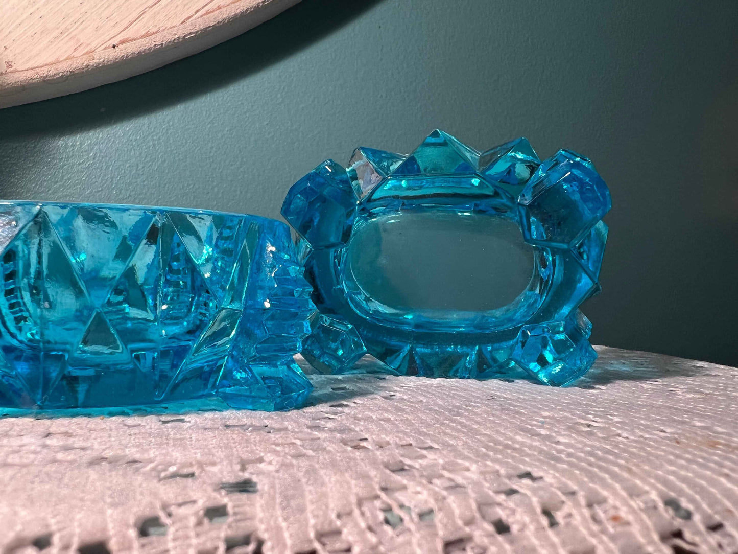 Oval Footed Blue Depression Glass