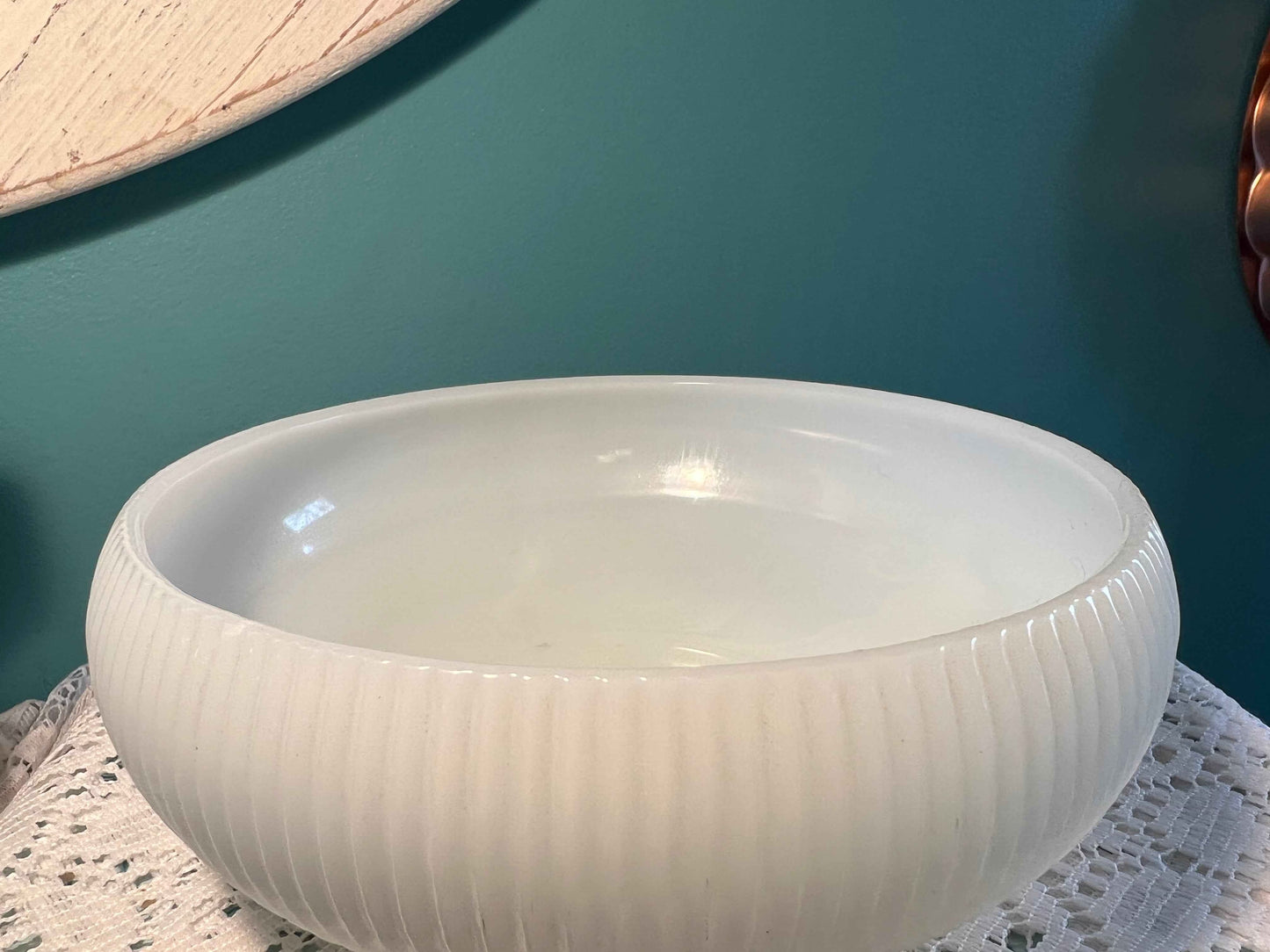 Vintage E.O. Brody Co. Ribbed Milk Glass Bowl Dish | Cleveland USA | Vintage Kitchenware