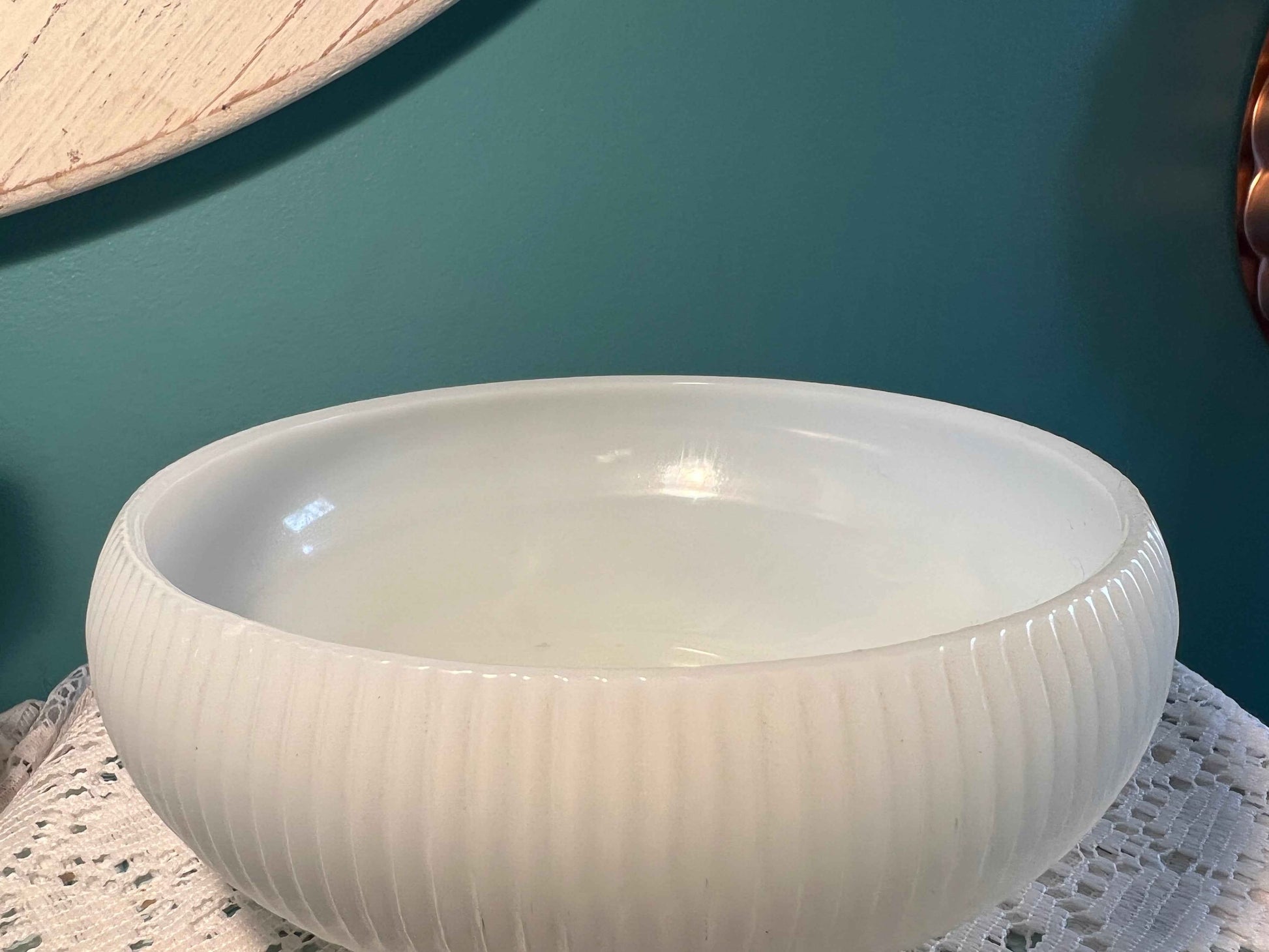 Vintage E.O. Brody Co. Ribbed Milk Glass Bowl Dish | Cleveland USA | Vintage Kitchenware