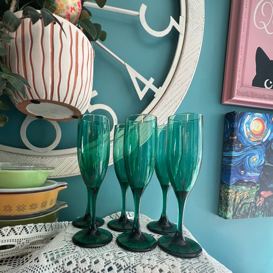 Vintage Libbey Teardrop Juniper champagne glasses