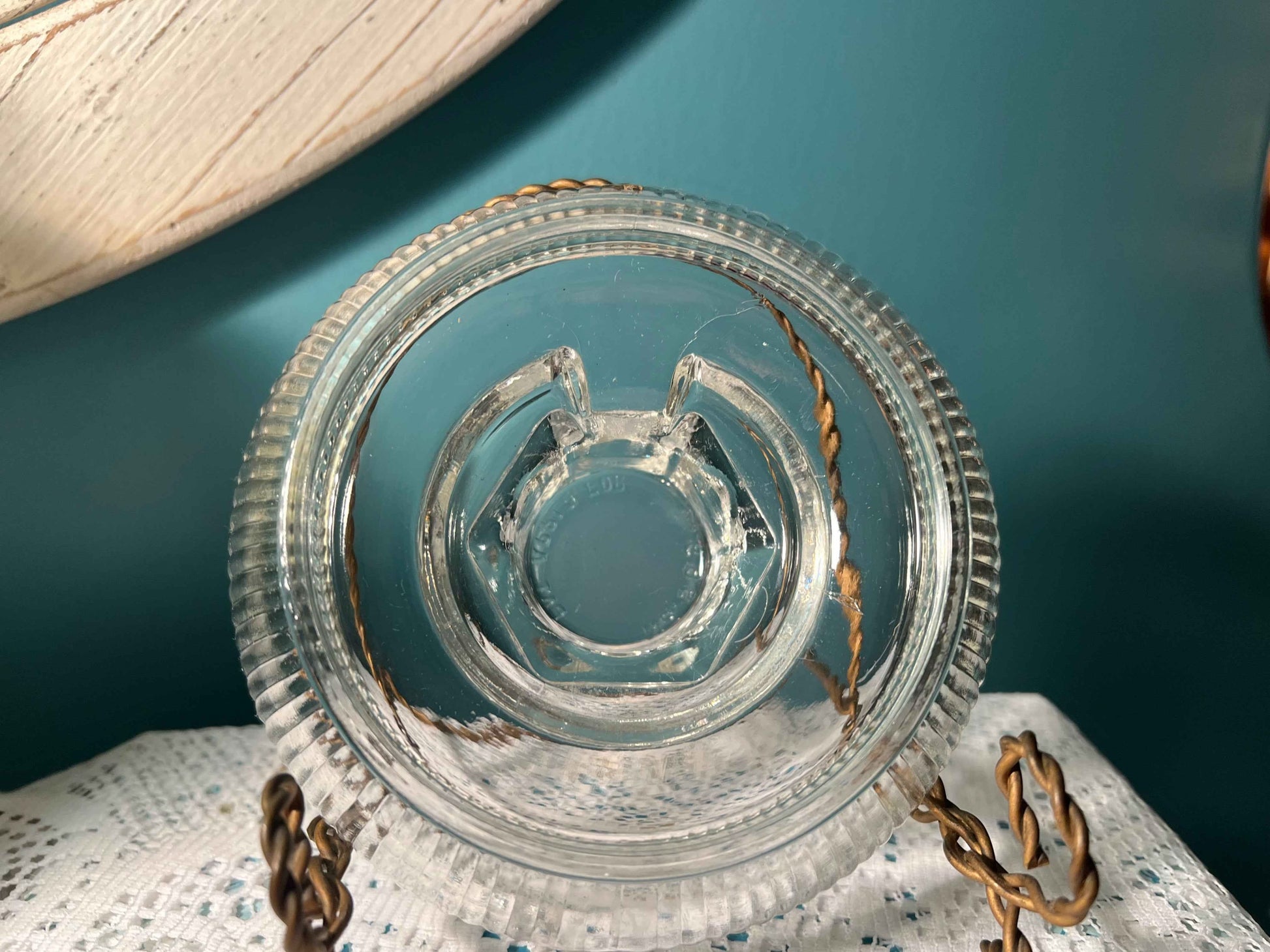 Vintage Clear Glass Chicken Waterer Base with Ribbed Edge | Vintage Glassware