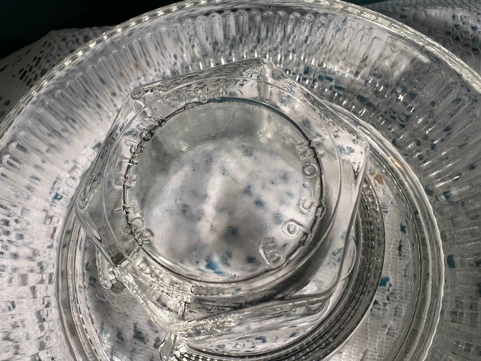 Vintage Clear Glass Chicken Waterer Base with Ribbed Edge | Vintage Glassware