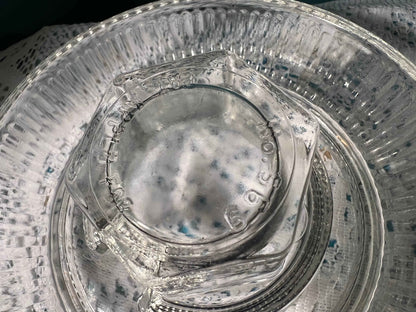 Vintage Clear Glass Chicken Waterer Base with Ribbed Edge | Vintage Glassware