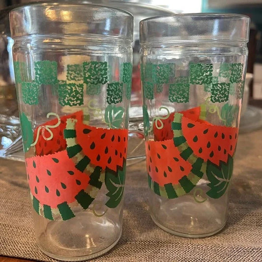 Anchor Hocking Watermelon Jelly Jar Glasses