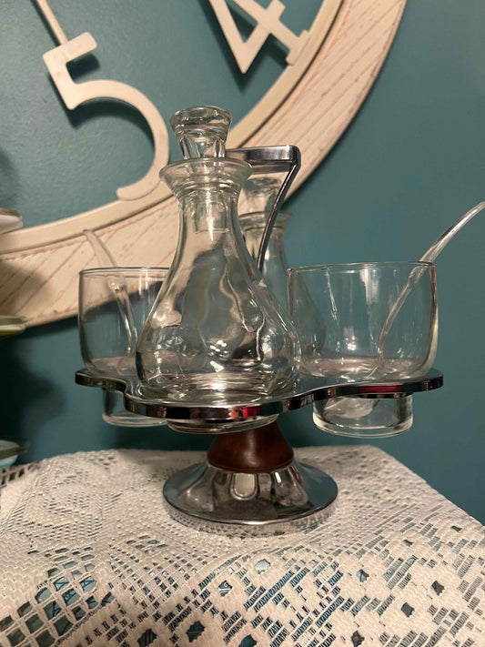 Vintage Westfield Relish Lazy Susan Chromium Glass Caddy Set | Vintage Glassware