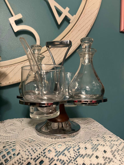 Vintage Westfield Relish Lazy Susan Chromium Glass Caddy Set | Vintage Glassware