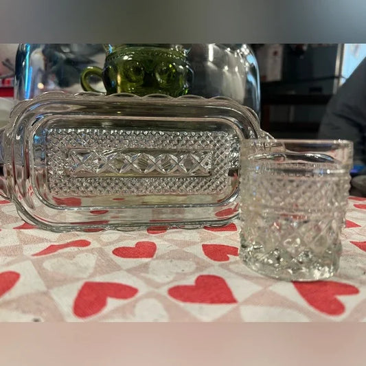 Wexford Anchor Hocking jelly jar dish with butter base, vintage glass
