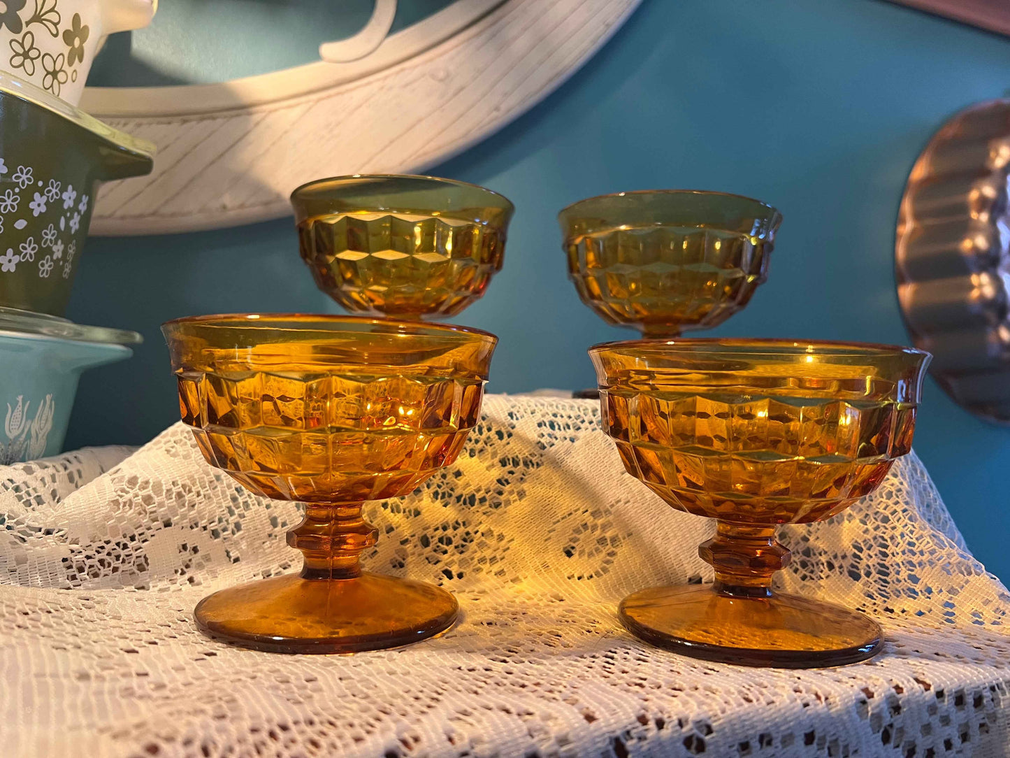 Whitehall Amber Champagne/Tall Sherbet Glass | Indiana Glass | Vintage Glassware