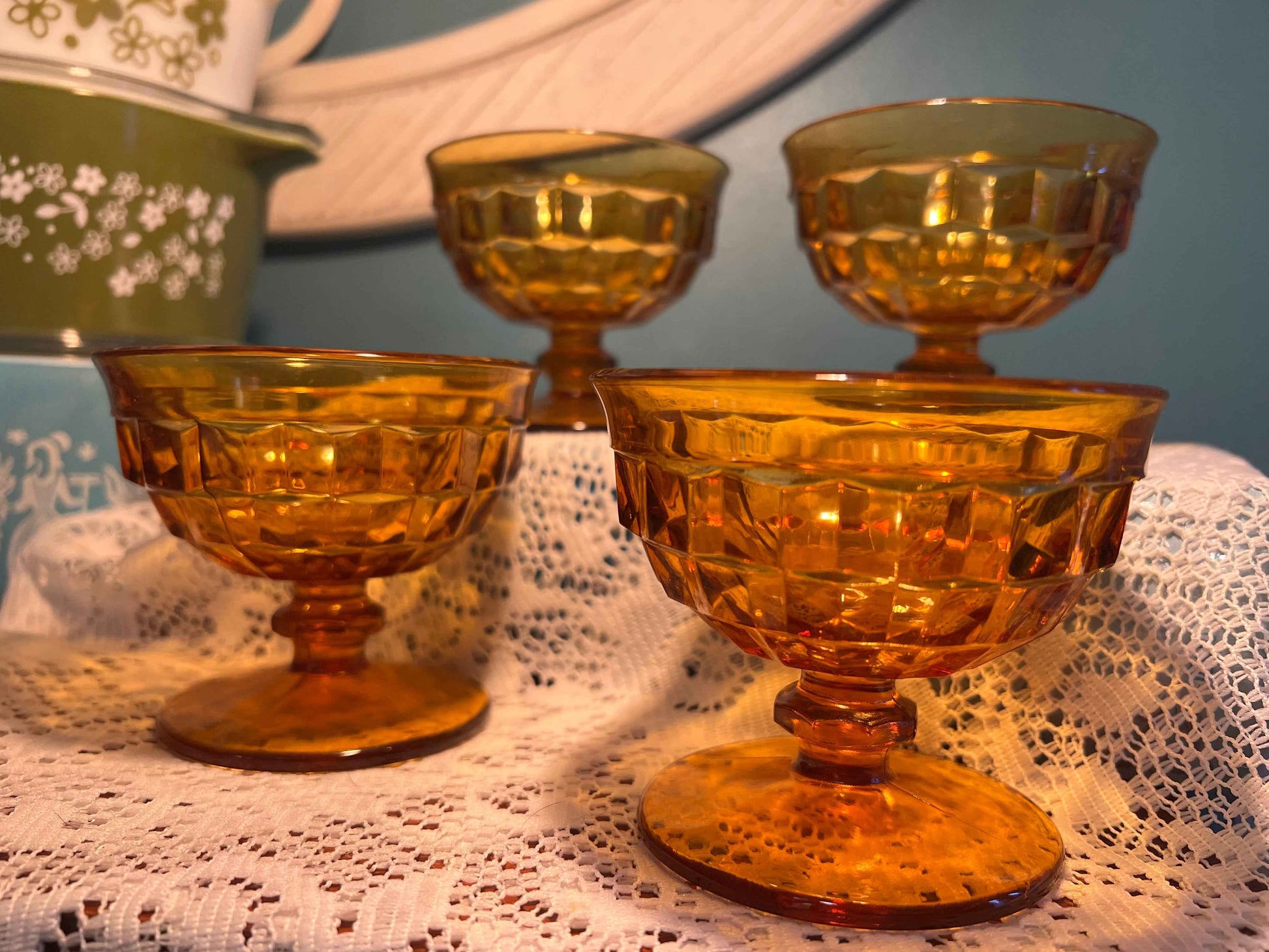 Whitehall Amber Champagne/Tall Sherbet Glass | Indiana Glass | Vintage Glassware