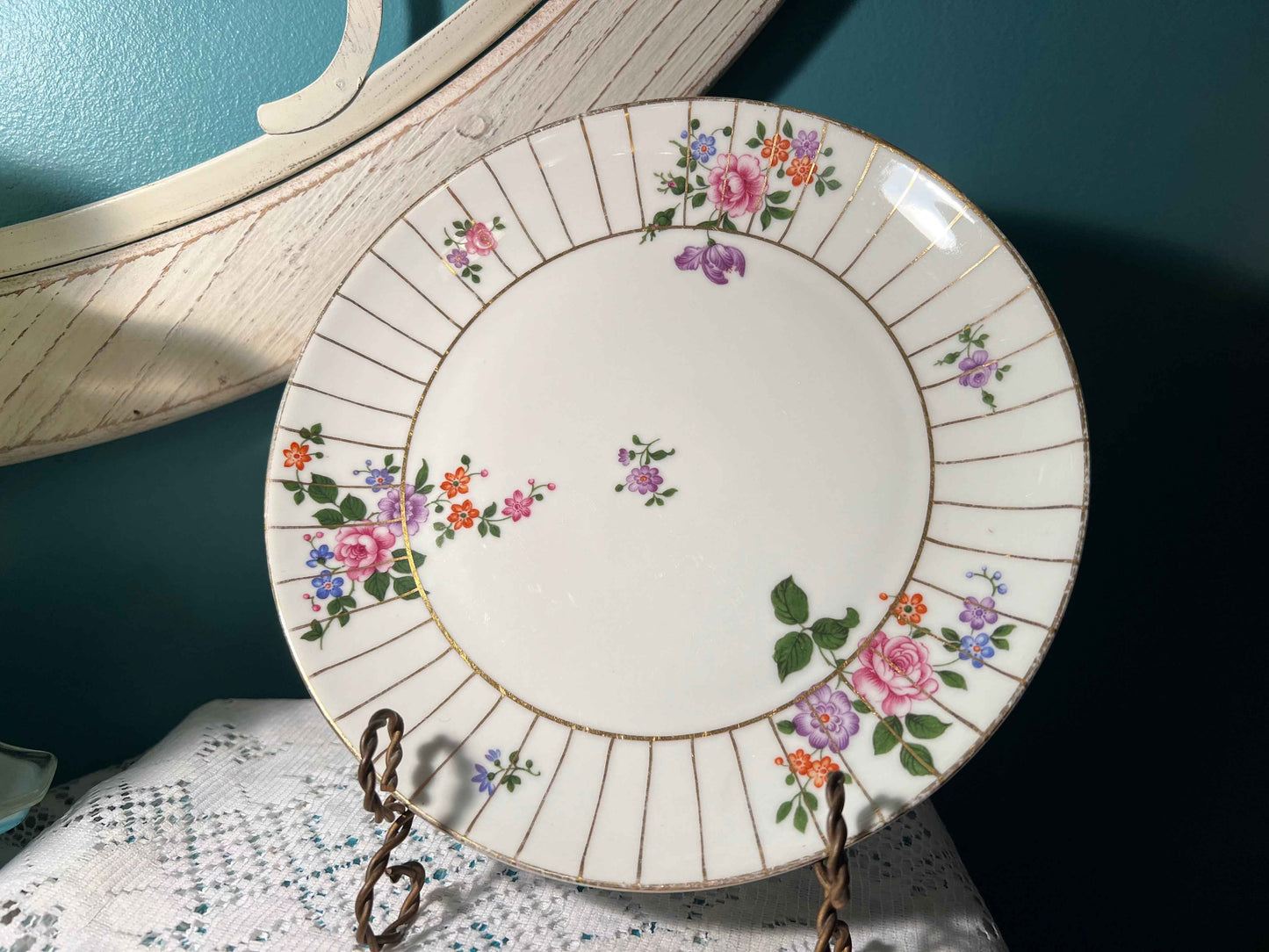 Vintage Z.S. & Co Bavaria Porcelain Plate | Orleans Floral Gold Trim | German China