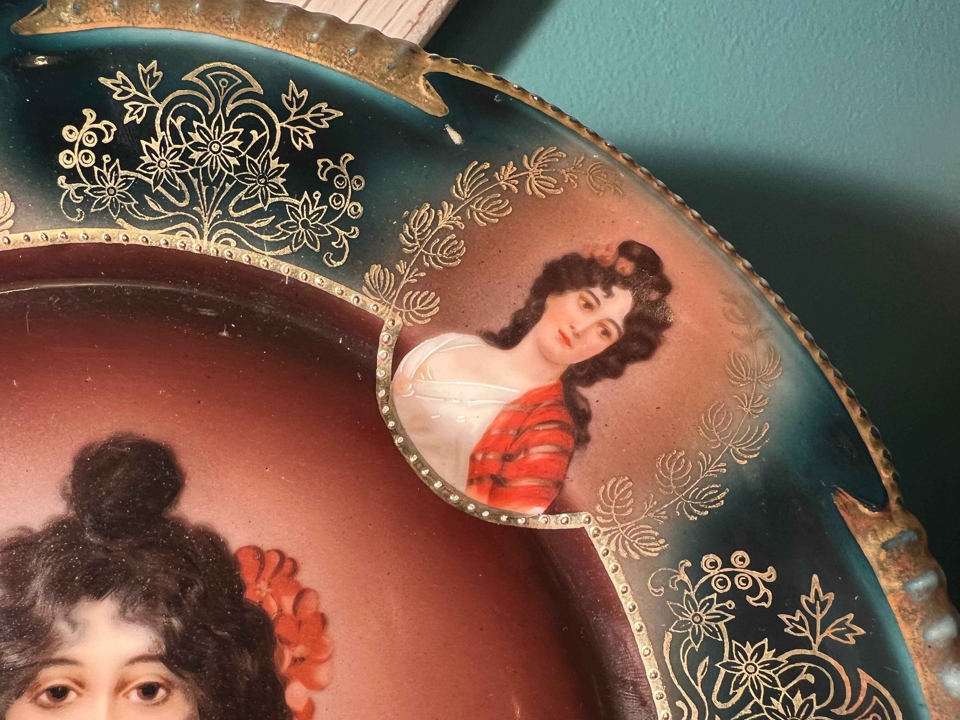 Vintage Z.S. & Co Bavaria Portrait Plate | Mother & Child | Gold Accent