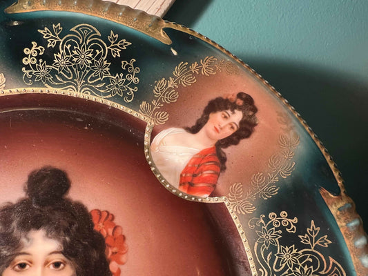 Vintage Z.S. & Co Bavaria Portrait Plate | Mother & Child | Gold Accent